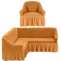Чехол для мягкой мебели на угловой диван с креслом Песочный