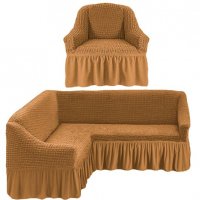 Чехол для мягкой мебели на угловой диван с креслом Горчичный