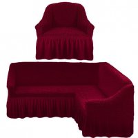 Чехол для мягкой мебели на угловой диван с креслом Бордовый