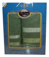 Набор подарочный махровых полотенец Классик зеленый