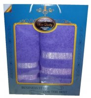 Набор подарочный махровых полотенец Классик фиолетовый