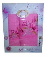 Набор подарочный махровых полотенец Розовый