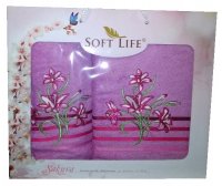 Подарочный набор махровых полотенец производства Турция. Лилии